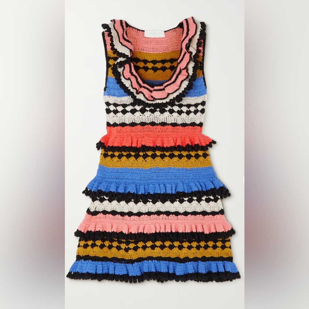ZIMMERMANN Tiggy Frill crochet-knit cotton mini dress - Picture 4 of 12